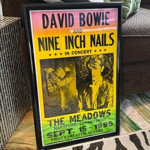 💎RARE💎ORIGINAL Framed Vintage Concert Venue Poster, David Bowie/Nine Inch Nails